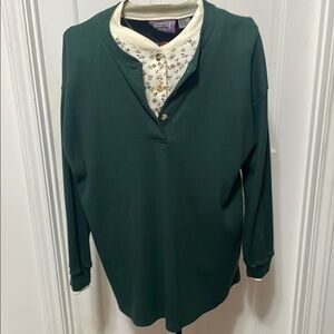😎😎😎3 for 12$😎😎😎Premier Forest Green Polo with Floral Collar